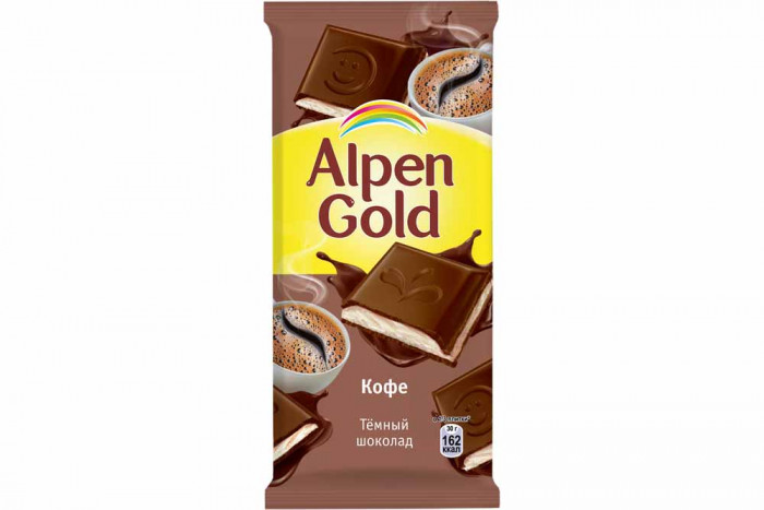 Шоколад Alpen Gold, 85 г, «Молоко с кофе», темный шоколад