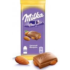 Шоколад Milka молочный с цельным миндалем